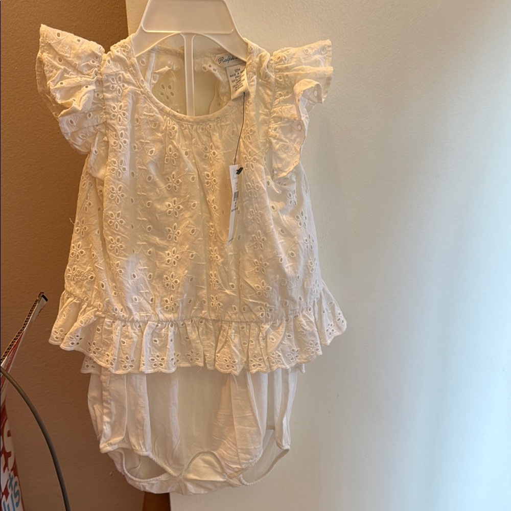 White Eyelet Baby Romper